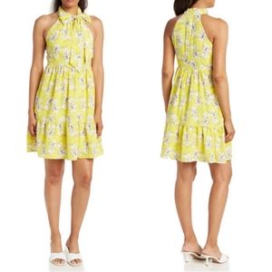 Eliza J NWT Yellow White Floral Print Tiered Dress